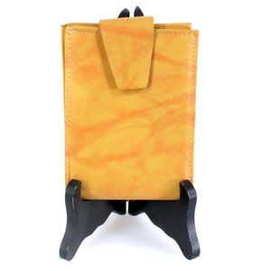 Vintage 1950s AMITY Yellow Orange Marbled Leather Wallet MCM Midcentury Mod 50s